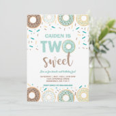 Donut Two Sweet Birthday Nodig Donut Party Blue ui Kaart (Staand voorkant)