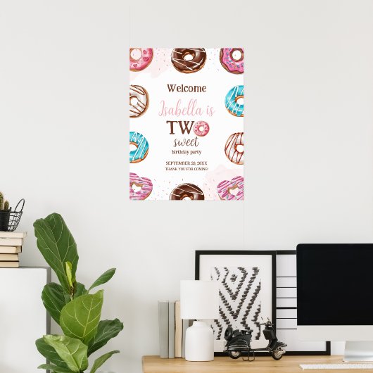Donut Two Sweet Girl Sprinkles Poster Affiche de b (Bureau à domicile)