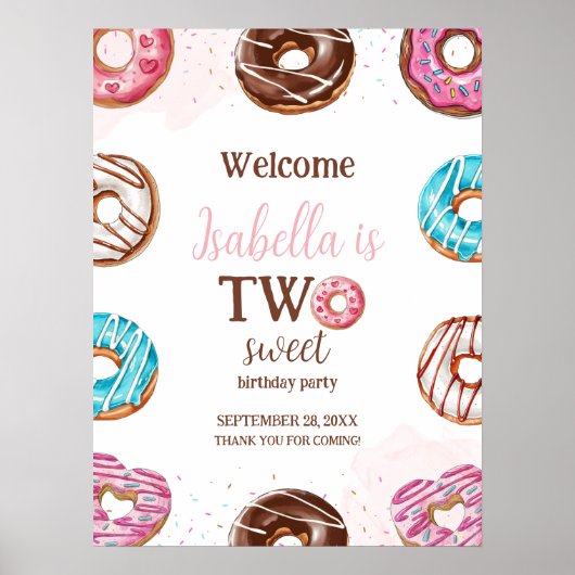 Donut Two Sweet Girl Sprinkles Poster Affiche de b (Devant)