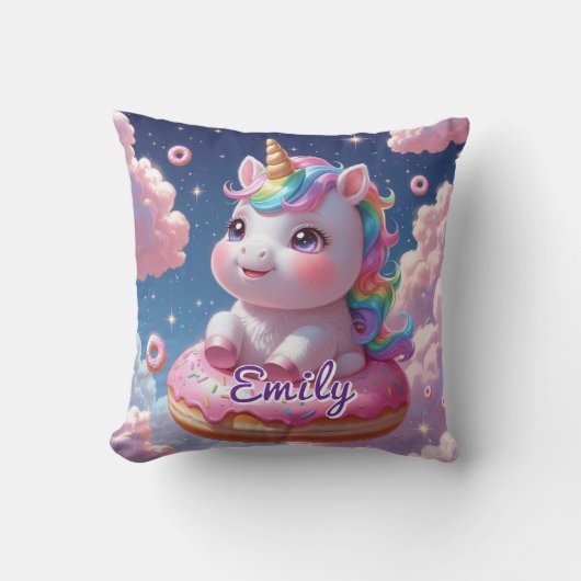 Donut Unicorn Coussin - Nom modifiable (Recto)