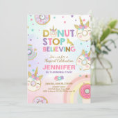 Donut Unicorn Invitation Anniversaire Pink Gold Gi (Debout devant)