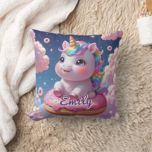 Donut Unicorn Kussen – Bewerkbare naam