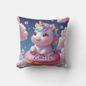 Donut Unicorn Kussen – Bewerkbare naam (Voorkant)