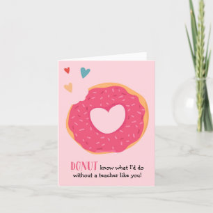 Donut Valentijn Holiday Teacher Card Feestdagen Kaart