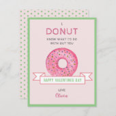 Donut Valentijnsdag Mini plat kaartje (Voorkant / Achterkant)