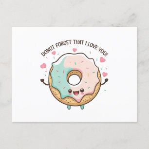 "Donut vergeet dat ik van je hou" Kawaii Donut Briefkaart