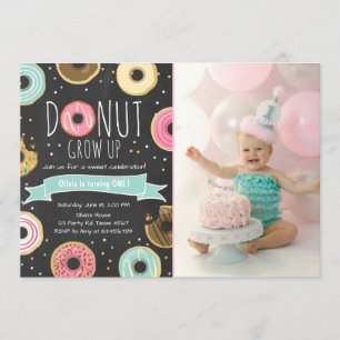 Donut Verjaardag Uitnodiging Donut Grow up party
