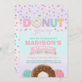 Donut Verjaardag Uitnodiging Donut Grow Up Party (Voorkant / Achterkant)