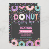 Donut Verjaardag Uitnodiging Donut Grow Up Party (Voorkant / Achterkant)