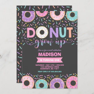 Donut Verjaardag Uitnodiging Donut Grow Up Party