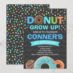 Donut Verjaardag Uitnodiging Donut Grow Up Party