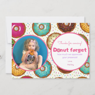 Donut Verjaardagsfeest Foto Bedankt Kaart