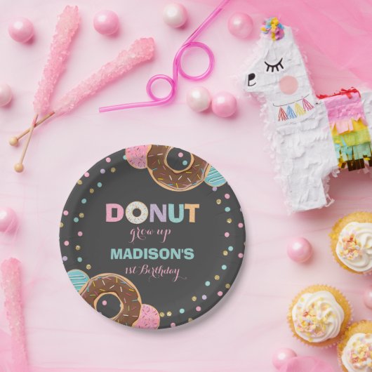 Donut Verjaardagspartij Papier Bord 7" Donut Grow  (Feest)