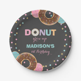 Donut Verjaardagspartij Papier Bord 7" Donut Grow 