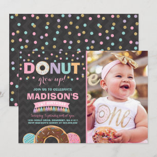 Donut verjaardagsuitnodiging Donut word niet groot Kaart