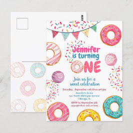 Donut verjaardagsuitnodiging Zoet 1 EEN Briefkaart