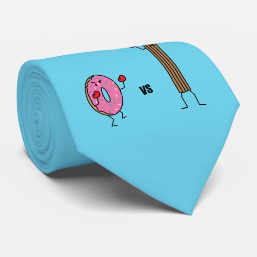 Donut versus Churro dessert frituurde deegsuiker v Stropdas (Opgerold)