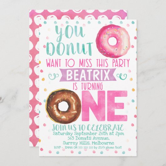 Donut veut manquer cette 1ère invitation d'anniver (Devant / Derrière)