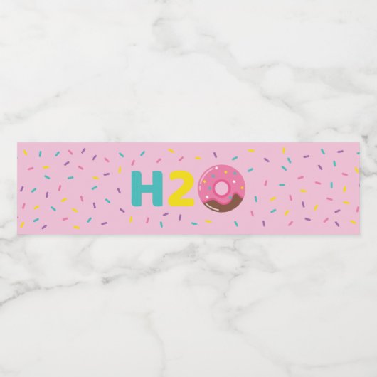 Donut Water Fles Label voor Verjaardagsfeest H2O Waterfles Etiket (Enkel label)
