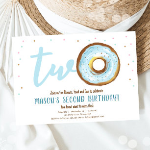 Donut Waterverf Twee Sweet Boy Tweede verjaardag Kaart