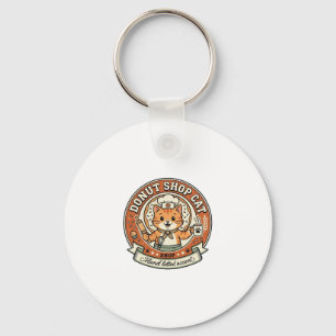 Donut Winkel Kat Donut Winkel Kat Vintage Vector K Sleutelhanger