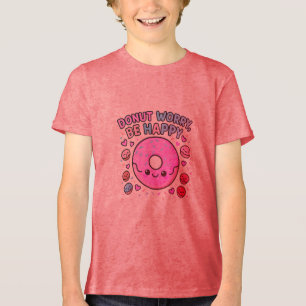 Donut Worry Be Happy – Schattige Kawaii Donut T-sh Tri-Blend Shirt