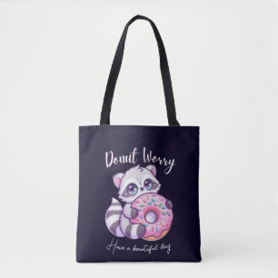 Donut Worry Schattige Kawaii Wasbeer Draagtas