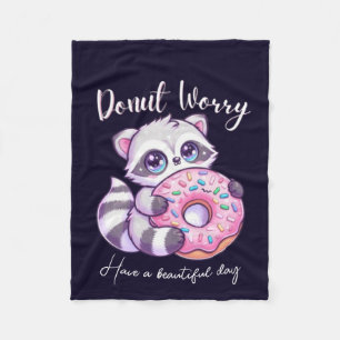 Donut Worry Schattige Kawaii Wasbeer Fleece Deken