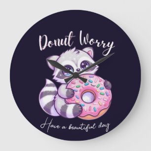 Donut Worry Schattige Kawaii Wasbeer Grote Klok