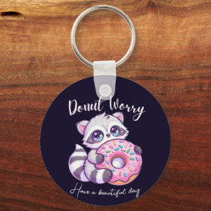 Donut Worry Schattige Kawaii Wasbeer Sleutelhanger