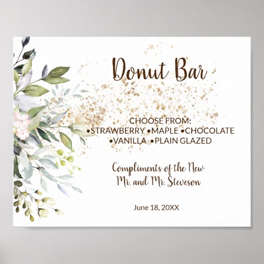 Donutbar Zoetigheden Tafel Trouwdag Kruidenbord Poster (Voorkant)