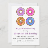 Donuts 9th Birthday Party Invitations (Devant)