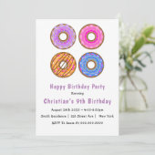 Donuts 9th Birthday Party Invitations (Debout devant)