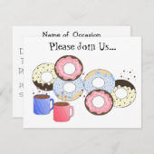 Donuts and Coffee Invitation Kaart (Voorkant / Achterkant)