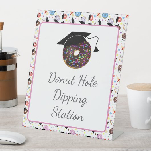 Donuts and Degrees Afstuderen Donut Dipping Reclamebord Met Voetstuk (Insitu)