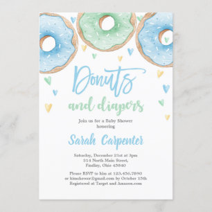 Donuts and Diapers Baby shower boy Kaart