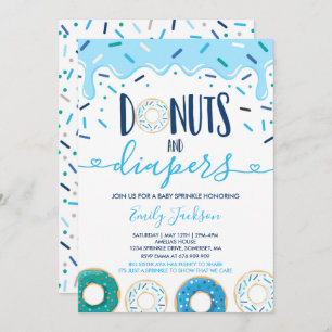Donuts and diapers Baby Sprinkle Invitation Kaart