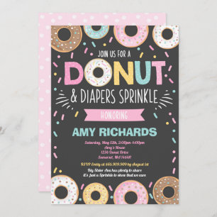 Donuts and diapers Baby Sprinkle Invitation Kaart