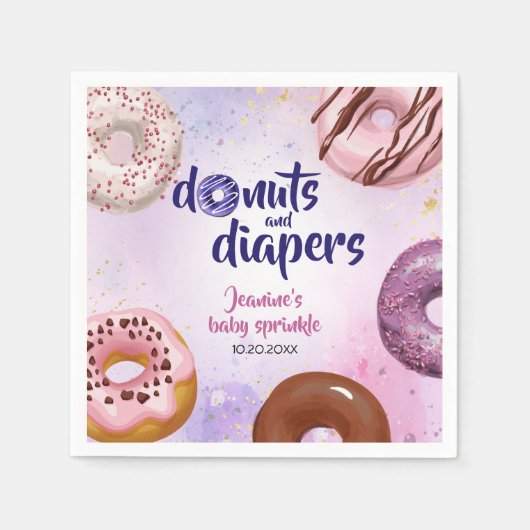Donuts and Diapers Baby Sprinkle Shower Servet (Voorkant)