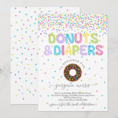 Donuts and Diapers Sprinkle Baby shower Kaart (Voorkant / Achterkant)