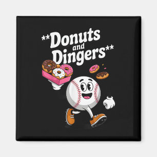 Donuts and Dingers Honkbal Fan Humor Donut Magneet