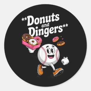 Donuts and Dingers Honkbal Fan Humor Donut Ronde Sticker