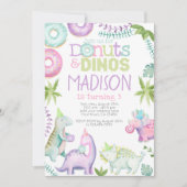 Donuts and Dinos Invitation (Pink & Lavender) Kaart (Voorkant)