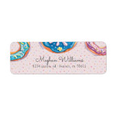 Donuts and Sprinkles Pink Script Retouradres Etiket (Voorkant)