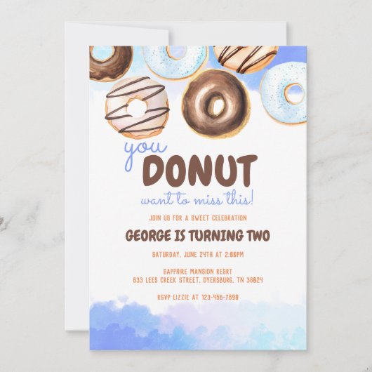 Donuts Anniversaire Boy Invitation (Devant)