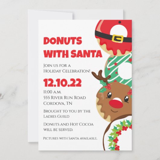 Donuts avec Père Noël Christmas Invitation (Devant)