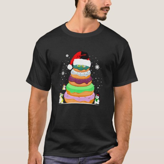 Donuts Beeldje Kerstmis Donuts Grappig Kerstmis T-shirt (Voorkant)