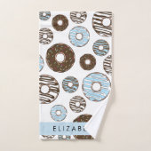 Donuts Bleus, Donuts Brown, Sprinkings, Votre Nom (Serviette à main)