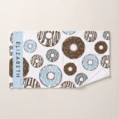 Donuts Bleus, Donuts Brown, Sprinkings, Votre Nom (Serviette à main)