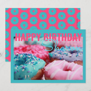 Donuts Carte de voeux d'anniversaire Turquoise